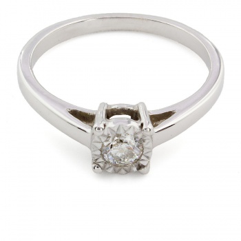 9ct White Gold Diamond 20pt Solitaire Ring Size L